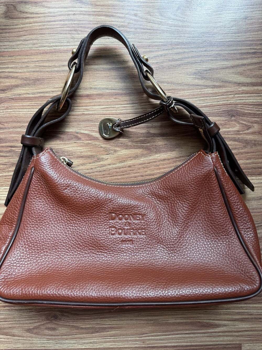 Dooney & Bourke Brown Pebbled Leather Small Shoulder Bag